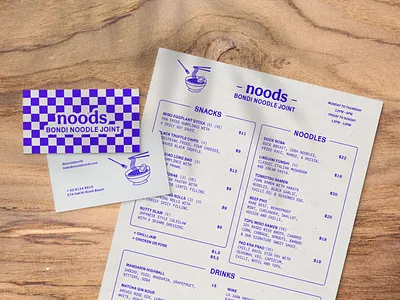 'Noods' Branding - Bondi Beach Noodle Joint and Bar bar logo brand brand design branding business card cafe cafe branding cafe logo design identity illustration menu design print design restaurant restaurant branding typography