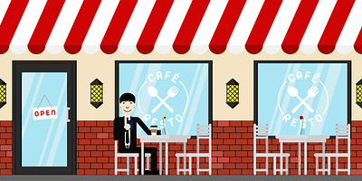 Cafe Resto characters drawing flat design illustration vector