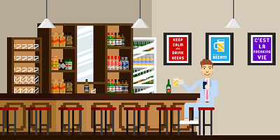 Bar characters drawing flat design illustration vector