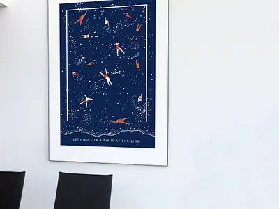 Lets Go For A Swim At The Lido Poster clean creative design graphic deisgn illustration lido modern night poster swimming vector