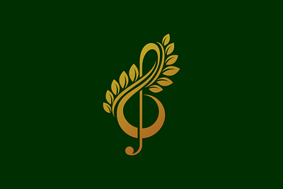elegant music nature app leaf logo modern music note simple