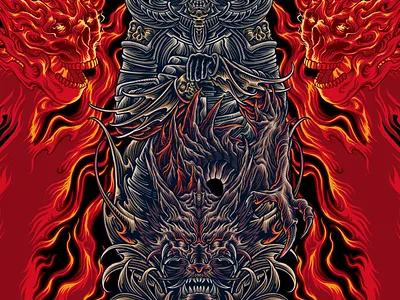 the warrior dragon art artwork design drawing graphic graphic art illustration illustrator ornament overprint skull tshirt