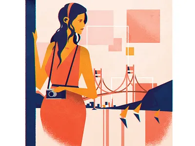 California Dreaming business character city illustration minimalist poster texture travel vector