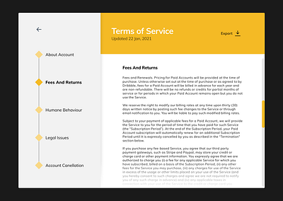 Daily UI #089 - Terms of Service dailyui dailyuichallenge flat navigation orange section terms and conditions terms of service