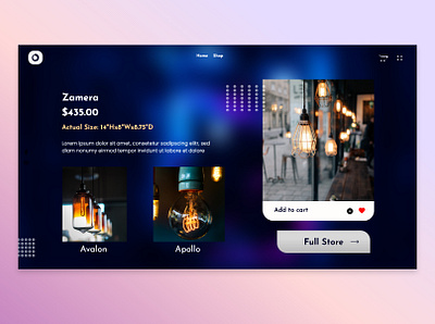 Lighting product store branding interface landing minimal ui ux website