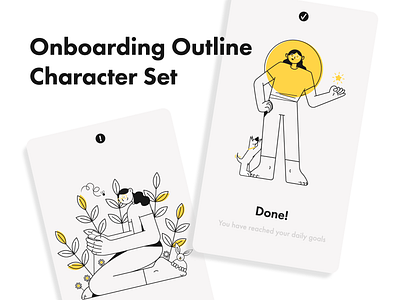 UI | 2021 | Onboarding Outline Character Set adobe illustrator bold character design design digital illustration kit lines minimalism mobile onboarding ui outline outlined personalized product illustration screens set ui vector web