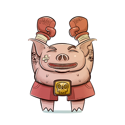 Pig Boxer boxing boxing glove character characterdesign design doodle graphic design illustration photoshop photoshop art pig