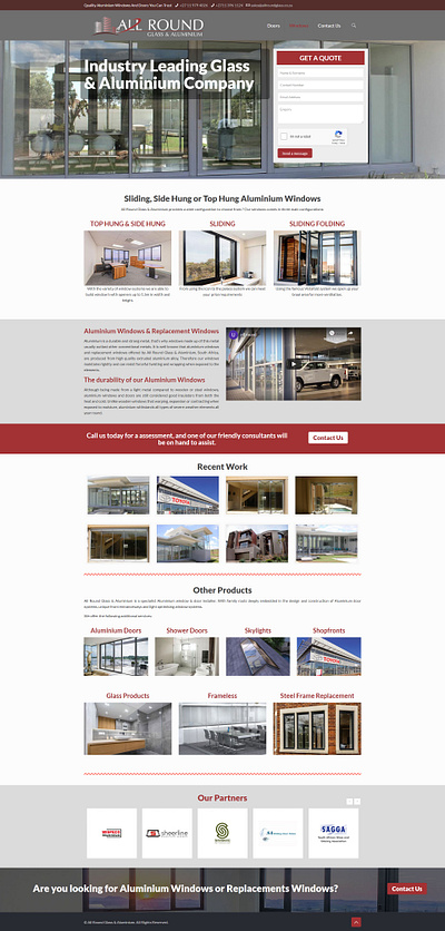 All Round Glass and Aluminium Ads Landing Page design designinspiration web design webdesign website website design wordpress wordpress design