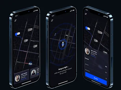 Parking app UI design apple dark ui darktheme interaction ios ios14 lyft mobile parking app pickme srilanka taxi uber ux
