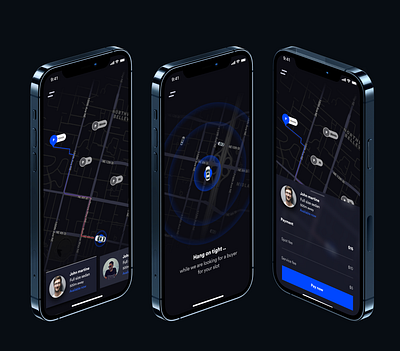 Parking app UI design apple dark ui darktheme interaction ios ios14 lyft mobile parking app pickme srilanka taxi uber ux