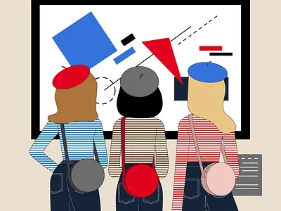 Art Museum Trip design flat geometic illustration minimal vector