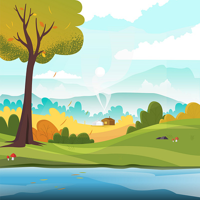 Autumn 2d autumn dribbble dribbble best shot flat flat illustration illustration illustrator mongolia nature sane unblast vector