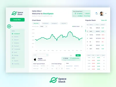 Space Stock Web App design glassmorphism investment saham space stock trading ui ux web app web app design