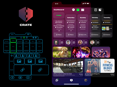 CRATE app design design fibonacci glassmorphism goldenratio interaction design ios ixd logo ui design xd design