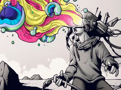 Pocket Syndicate 🪐 affinity designer affinity photo album art album cover art artwork band character cyberpunk design digital art graphic graphic design illustration madeinaffinity oculus rift photoshop sci fi virtual reality