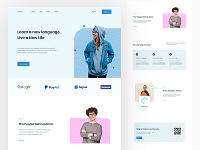 Alma art blue design figma gray language language school learn minimal people photo photoshop style teaching tools ui ux web