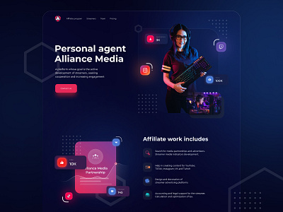 Alliance -landing page media agency agency design digital gradient instagram landing landing page media networks promo social startup tiktok twitch uiux visual website