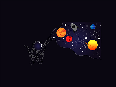 Space illustration 1: Astronaut with a telescope adobe illustrator astronaut illustration planers space space illustration telescope