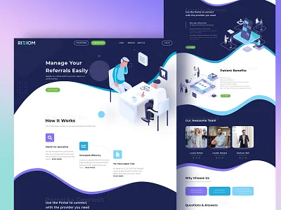 RIZIOM - Referral Website for Doctors & Patients design doctor doctor website home page homepage homepage design illustration isometric landing landing design landing page landing page design referral ui ux web web design webdesign website website design
