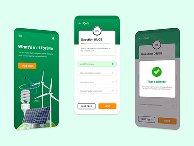 Quiz on Sustainability Awareness app awareness design environment gradient illustration mobile mobile ui sushi roll sustainability ui uidesign uiux user experience user experience design userinterface ux uxui vector
