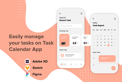 Task Calendar Mobile UI Design adobe xd app app design art creative design designer graphic design illustration inspiration mobile app mobile app design mobile design mobile ui ui uiux uiux design uiuxdesign uiuxdesigner uxdesign