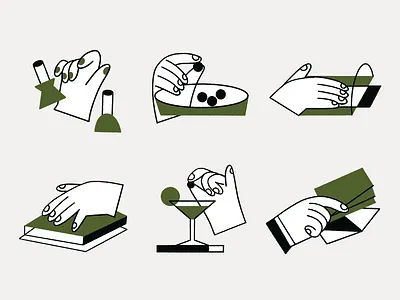 the story of the hand flatdesign green hands icon set