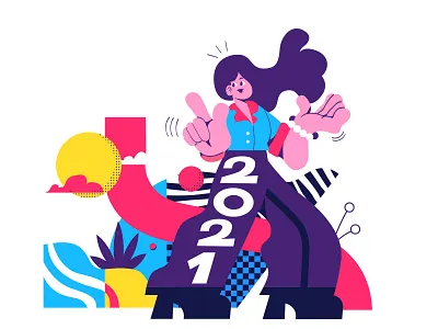 Happy 2021 2021 colors illustration keuj psychedelic