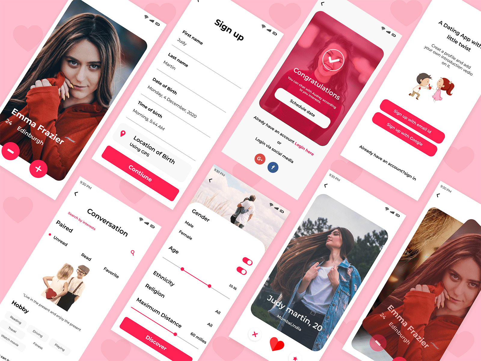 Dating App app app concept beautiful chat dating datingapp ios layout lovers match message app network social app social network social networking app tinder ui design uiux ux design