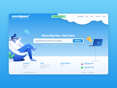 SendSpace Redesign design file sharing illustration redesign ui ux web design website