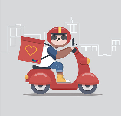 Delovery art cute delivery flatdesign illustration sloth