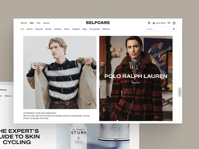 SelfCare | Fashion E-commerce Web accessoires apparel clothing ecommerce fashion fashion categories fashion website interface design kids landing page menswear online store polo product page product showcase ui design uxui watches web design womens