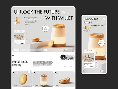 Smart Product Website Design e commerce ui elegant interface innovative product interactive design landing page platform design product design product landing responsive design smart product smart technology tech product user friendly ux ui ux ui design web concept web design website website design willet