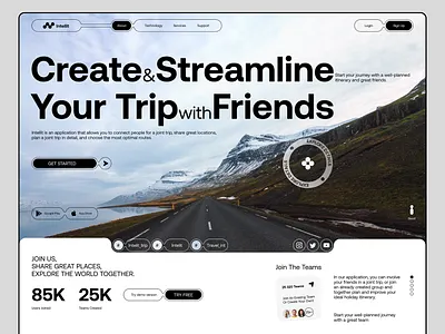 Smart Trip Planner Platform adventure planning digital product elegant layout interactive interactive design landing page modern ui platform design smart booking social travel travel travel planner trip organizer ui design ux design ux ui web design web interface website website design