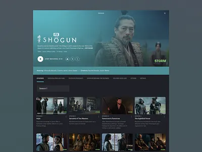 Shōgun - Japanese Films Streaming Website dark mode episodes intuitive navigation japanese content landing page movie seasons movie website podcasts seamless user experience servants of two masters streaming service the eightfold fence tv show tv streaming ui ui design user experience ux visual design web design