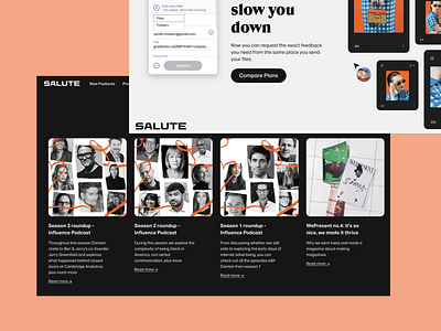 SALUTE - Podcast Streaming Platform auido player blog dark mode digital interface landing page modern design music player platform podcast podcast episods podcast seasons roundups streaming platform ui user experience user interface ux uxui website