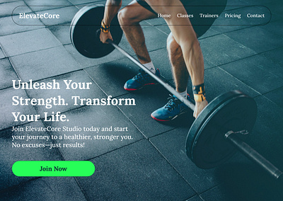 ElevateCore - Fitness Studio Landing Page design figma fitness landing page ui ui design uiux user interface website website design