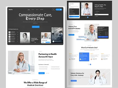 Health Care Website Landing Page Design clean ui concept design doctor health homepage landing landing page medical medical care patient responsive design ui uiux ux web web design webdesign website white