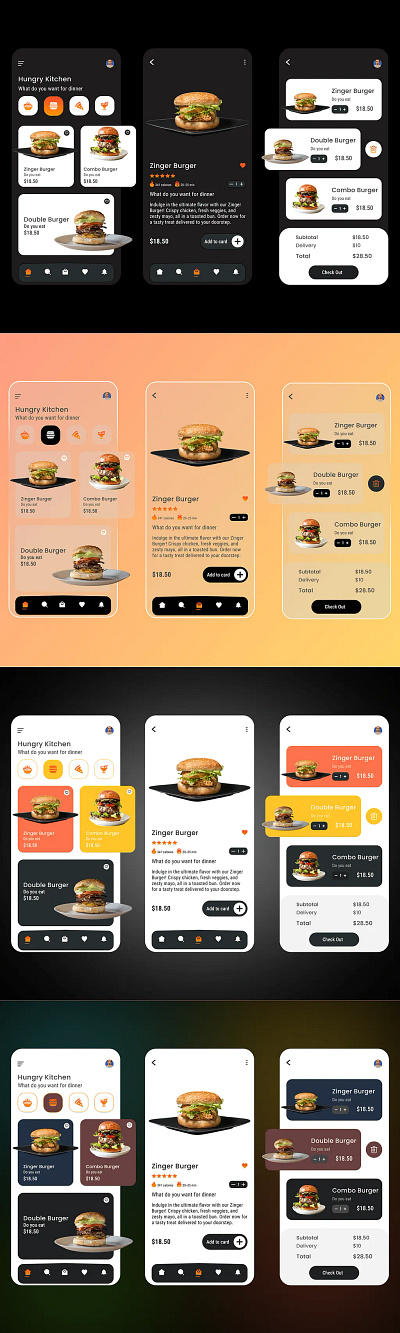 Hungry Kitchen Trend setting UXUI Food App expert designer figma design figma designer food app design food application mobile app design mockup ui ui design ui designer uiux ux web design