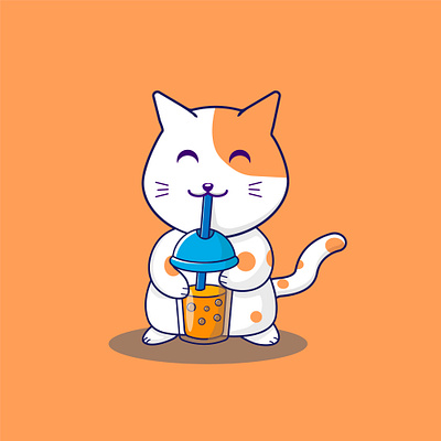 Cat & Boba adobe adobe illustrator app artwork branding design graphic design illustration logo ux vector