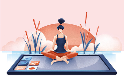 Apps on the radar - Wellness - LTV magazine calm chiara vercesi editorial editorial illustration illustration meditation peace procreate sunrise wellness wellness app woman yoga