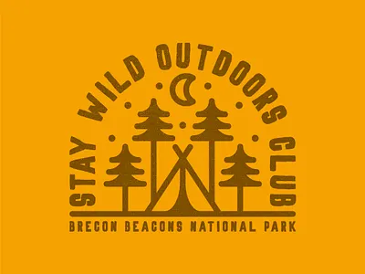 Stay Wild Outdoors Club badge adventure badge brand camping design draw drawing explore graphic design hiking icon identity illustrate illustration logo mountains outdoors trees