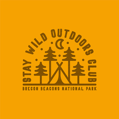 Stay Wild Outdoors Club badge adventure badge brand camping design draw drawing explore graphic design hiking icon identity illustrate illustration logo mountains outdoors trees