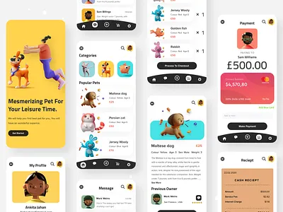 Pet Shop App 3d app color creative design gradient illustration landing page minimal petshop product design typography ui uidesign uiuxdesign visual design webdesign