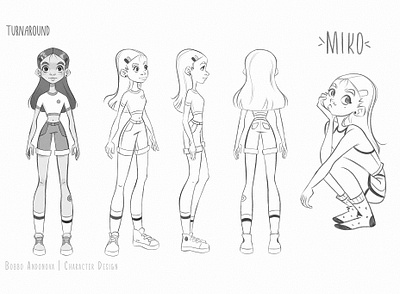 Miko - turnaround character character design character sheet digital art digital drawing digital illustration expressions girl illustration original character procreate turnaround