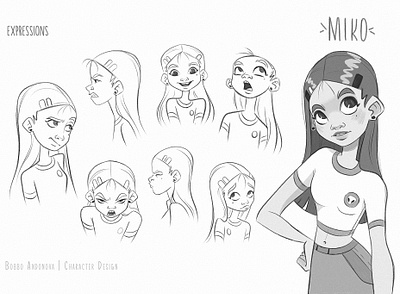 Miko - expressions character character design character sheet digital art digital drawing digital illustration expressions girl illustration procreate turnaround visual development