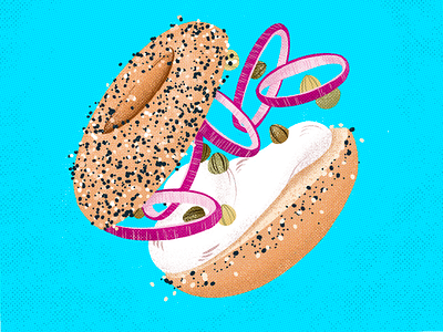 Bagel & Cream Cheese bagel baking design drawing food illo illustration illustrations procreate