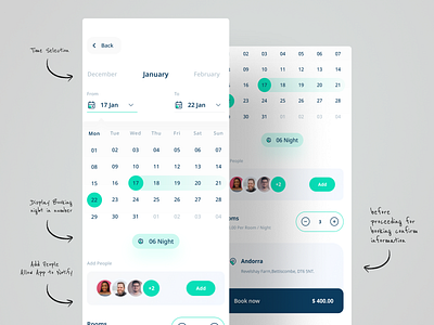 Hotel Booking - Scheduling - Calendar UI app calendar ui hotel app hotel app ui hotel booking hotel booking app mobile app for hotel ui