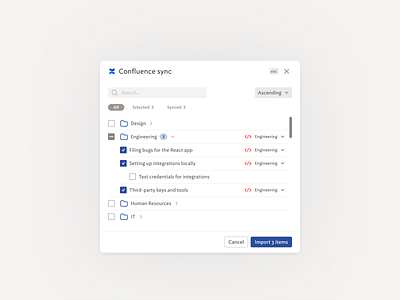 Knowledge import b2b bulk dropdown enterprise ux figma import modal product design tabs