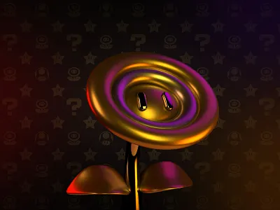Classy Fire Flower 3d arnold render c4d character design cinema 4d dark dribbble fire flower golden lighting luxury mario maxon neon light nintendo render super mario