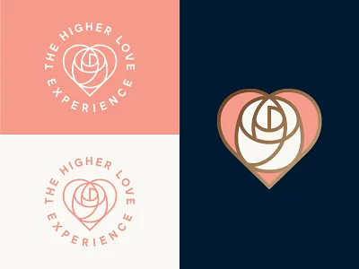 Logo for The Higher Love Experience Version 1 heart line logo mark rose symbol